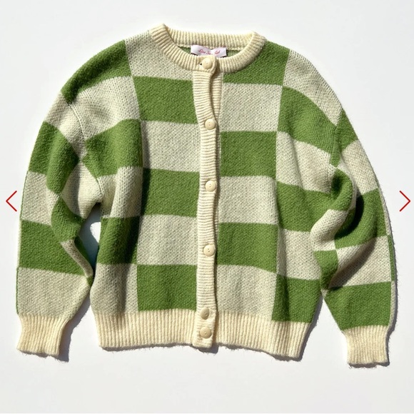 Lisa Says Gah Sweaters - Lisa Says Gah Lauda Cardigan Check Green